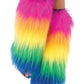 Furry Leg Warmers - Rainbow