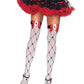 Card Charm Thigh Highs - White/Red/Black