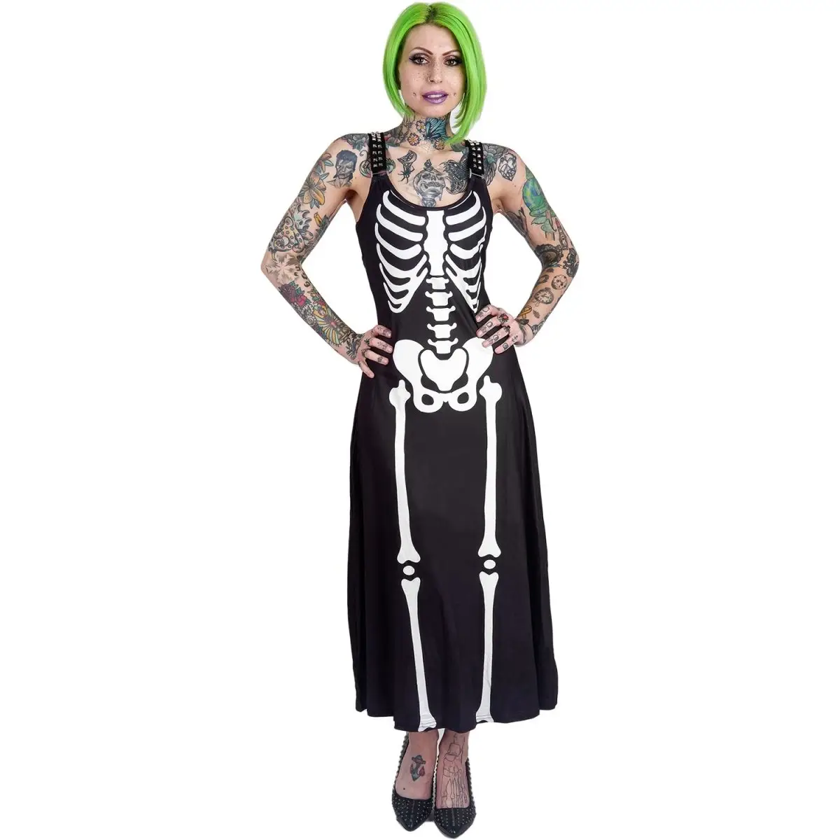 maxi skeleton dress Halloween Women's Skeleton Maxi Dress Sheath Dress A Line Dress Casual Boho Wedding Guest Beach Regular Fit Floral Graphic Long Sleeve Crew Neck Boat