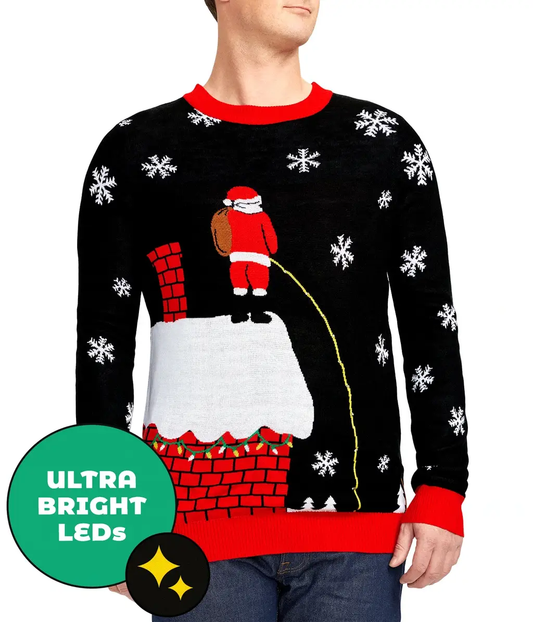 Leaky Roof Men's Light-Up Ugly Christmas Sweater