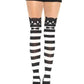 Spandex Fancy Cat Striped Pantyhose - Black/White