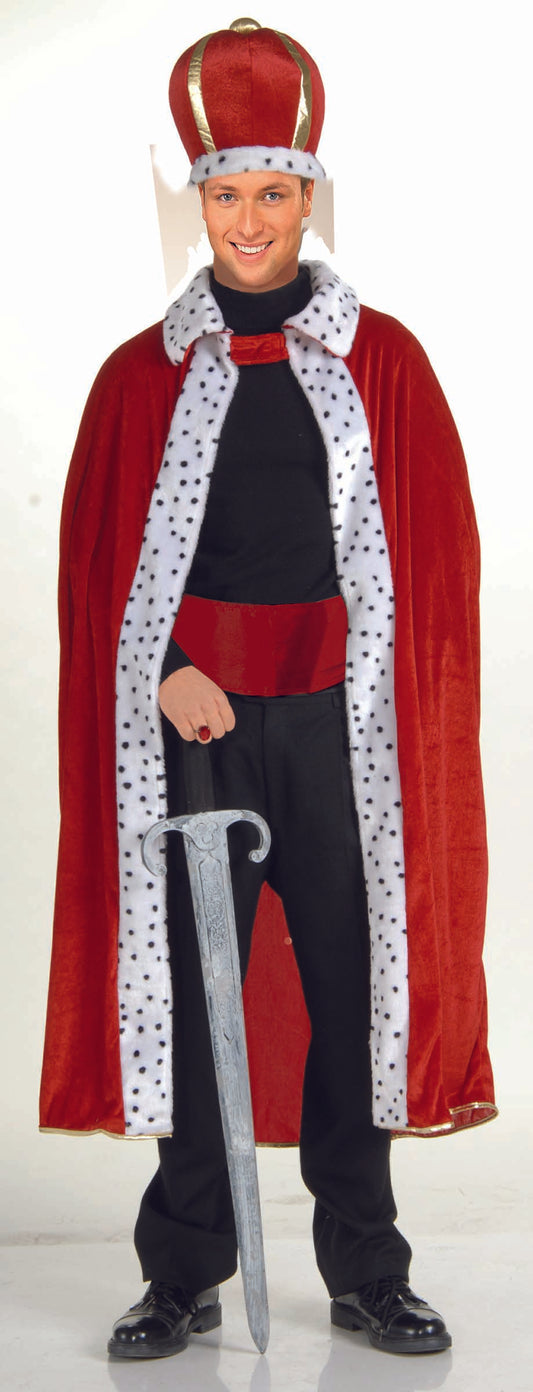 Adult King Robe & Crown Set: Red - Standard