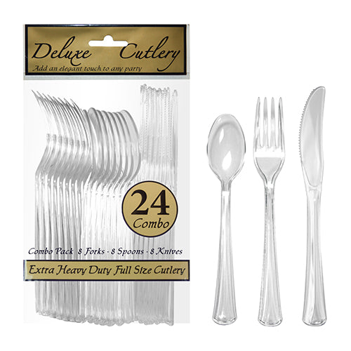 Heavy Duty Combo Cultery: Clear (24ct.)