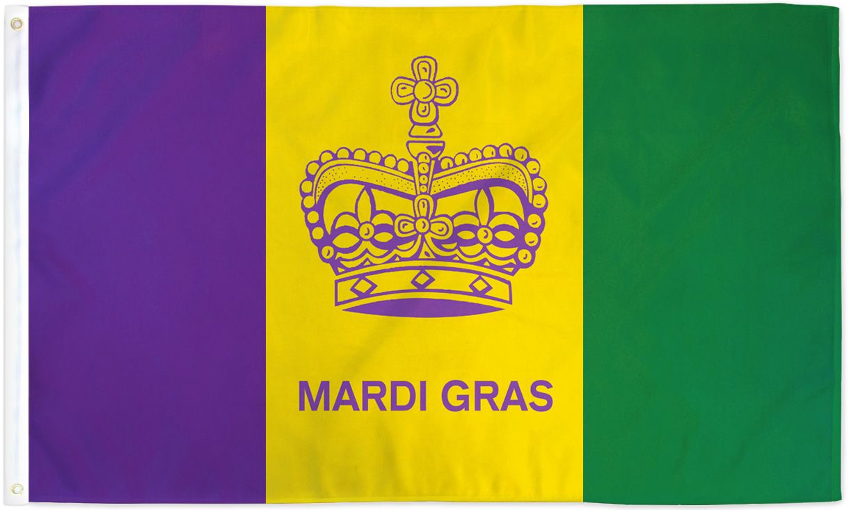 Mardi Gras Flag (3x5ft) - Crown