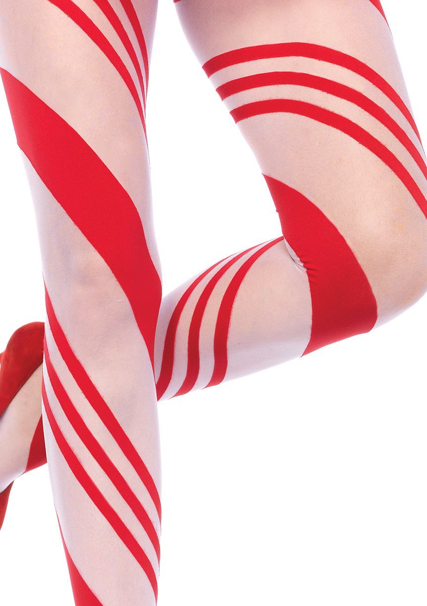 Candy Striped Pantyhose - Red/White