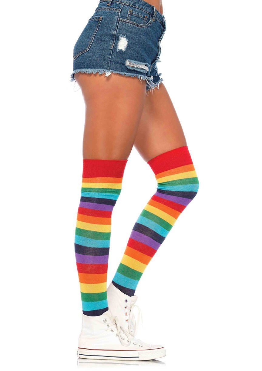 Thigh Highs Stockings: Cherry Rainbow