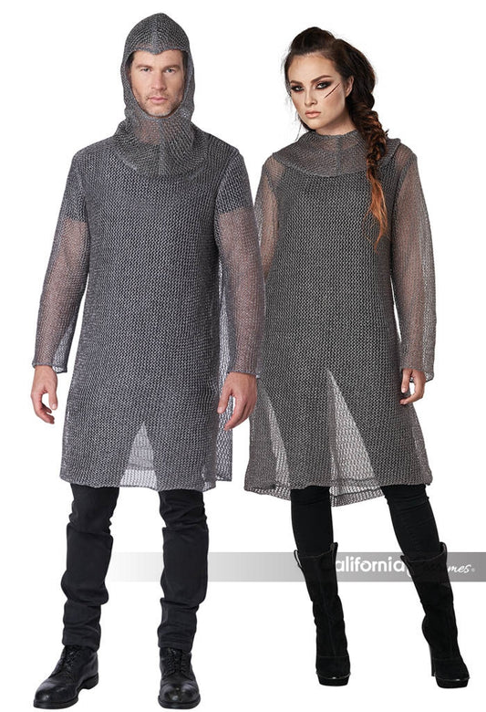 Unisex Metallic Knit Chainmail Tunic & Cowl