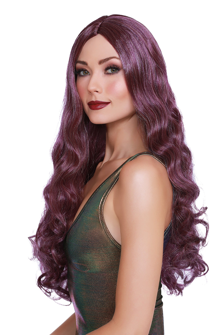 Long Curly Wig - Light Plum/Burgundy