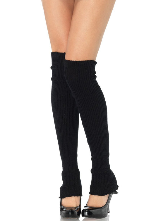 Extra Long Ribbed Leg Warmers - Black