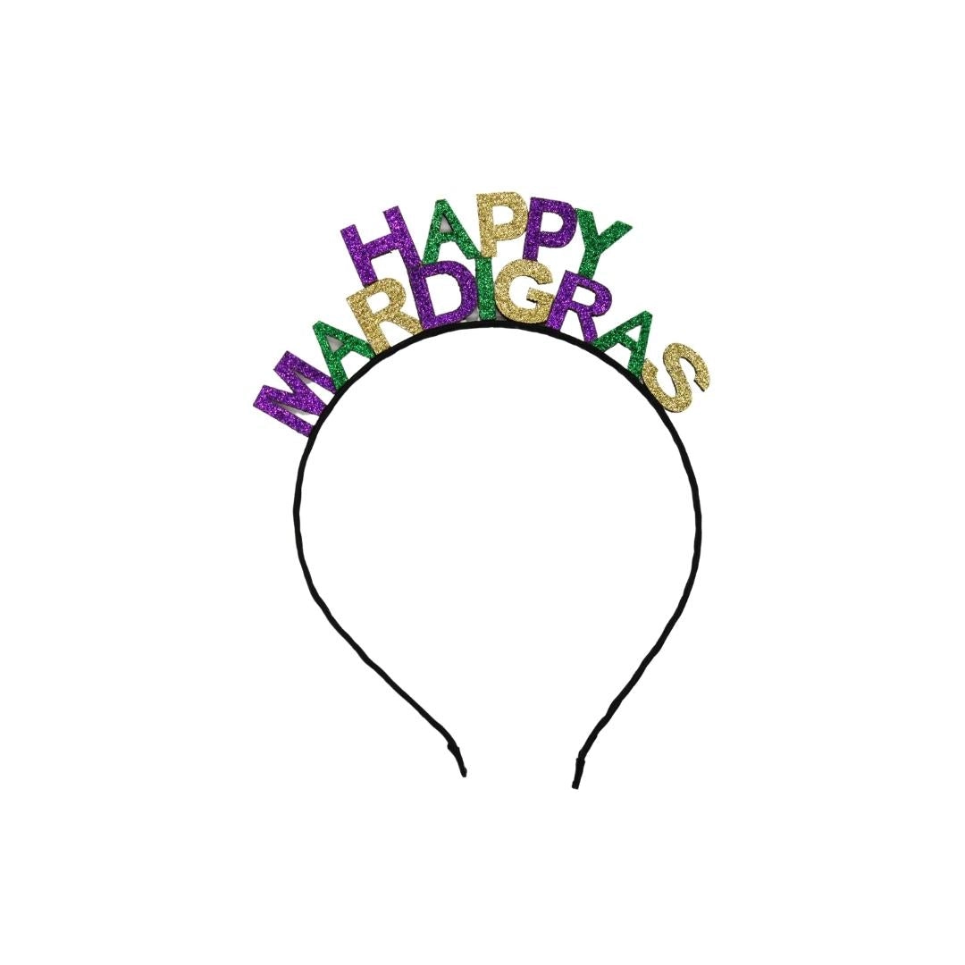 Happy Mardi Gras Glitter Headband