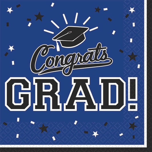 Graduation Beverage Napkins: Blue (36ct.)