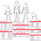 A sizing chart for a shrunken head costume.