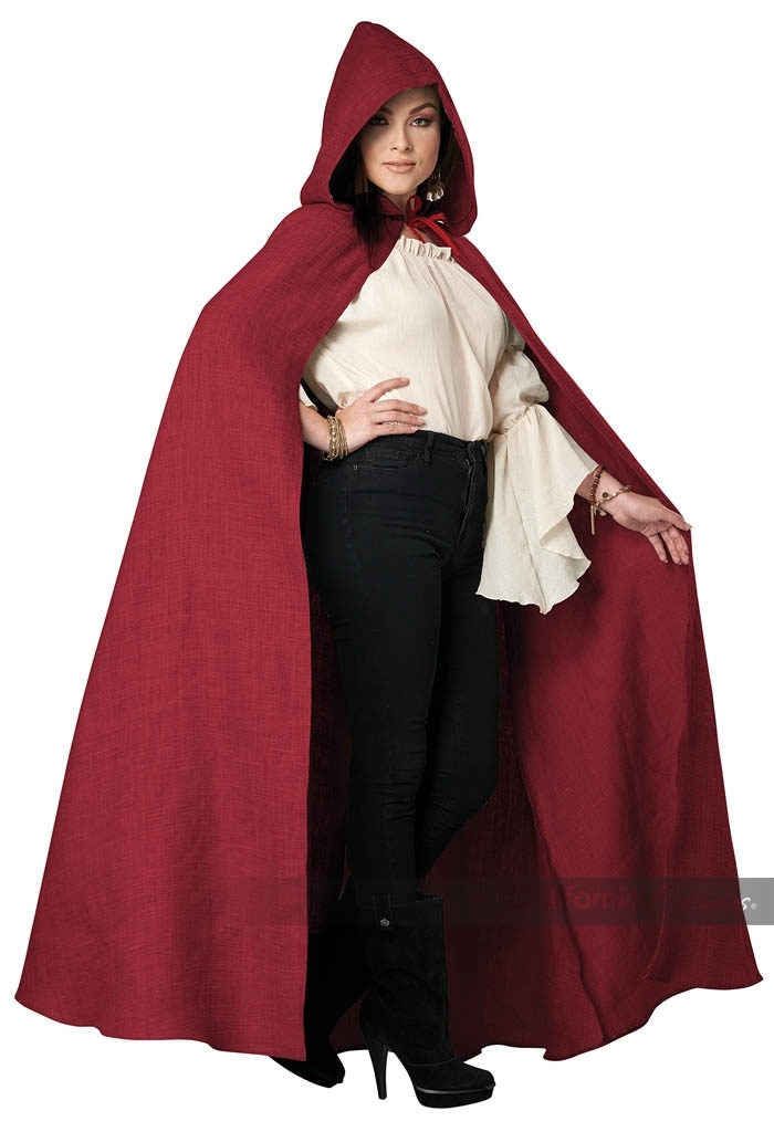 Adult Hooded Cloak: Burgundy - O/S