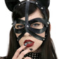 Wet Look Harness Cat Mask