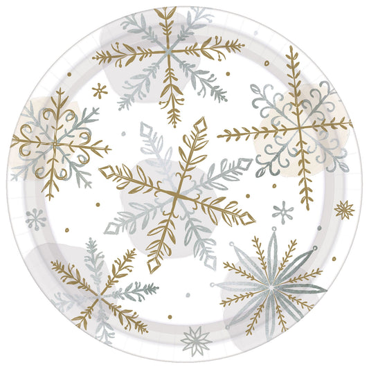 7" Shining Snow Round Metallic Plates