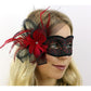 Venetian Mask w/ Feathers: Red