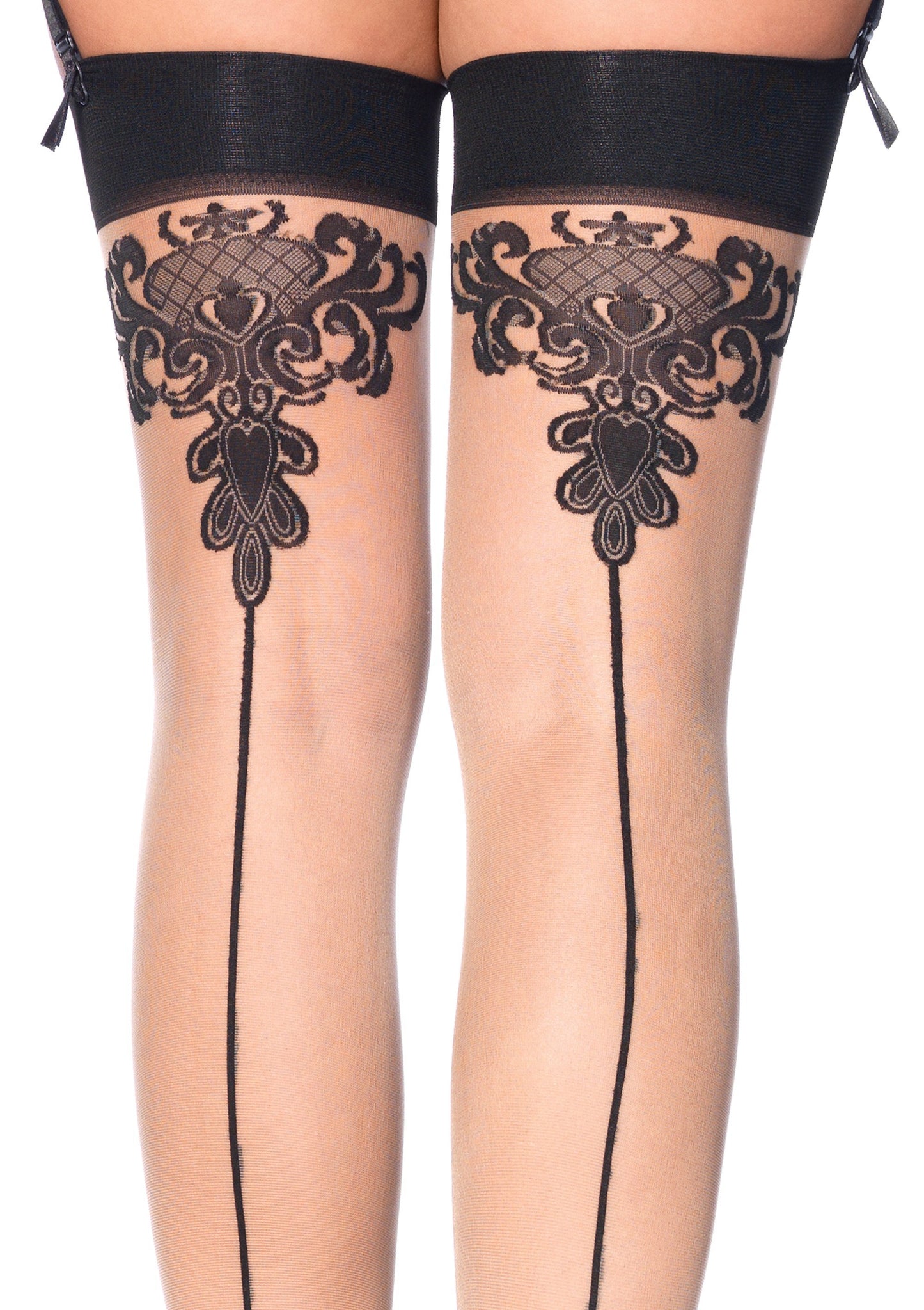 Baroque Backseam Stocking - Nude/Black