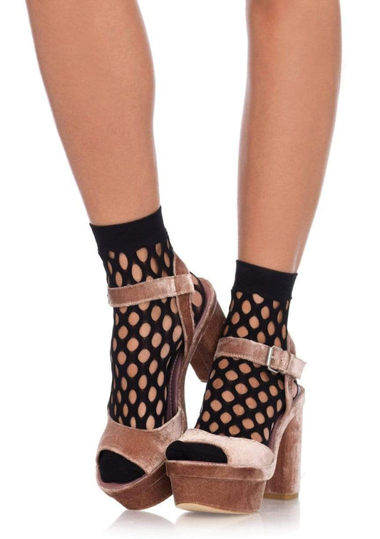 Oval Net Anklets - Black