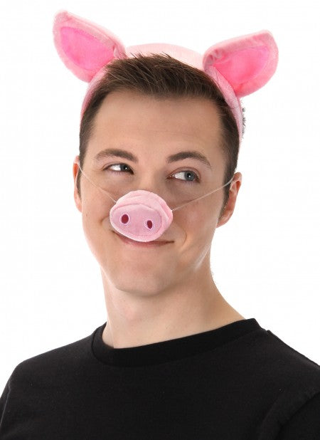 Animal Ears Headband, Nose, & Tail Kit: Pig