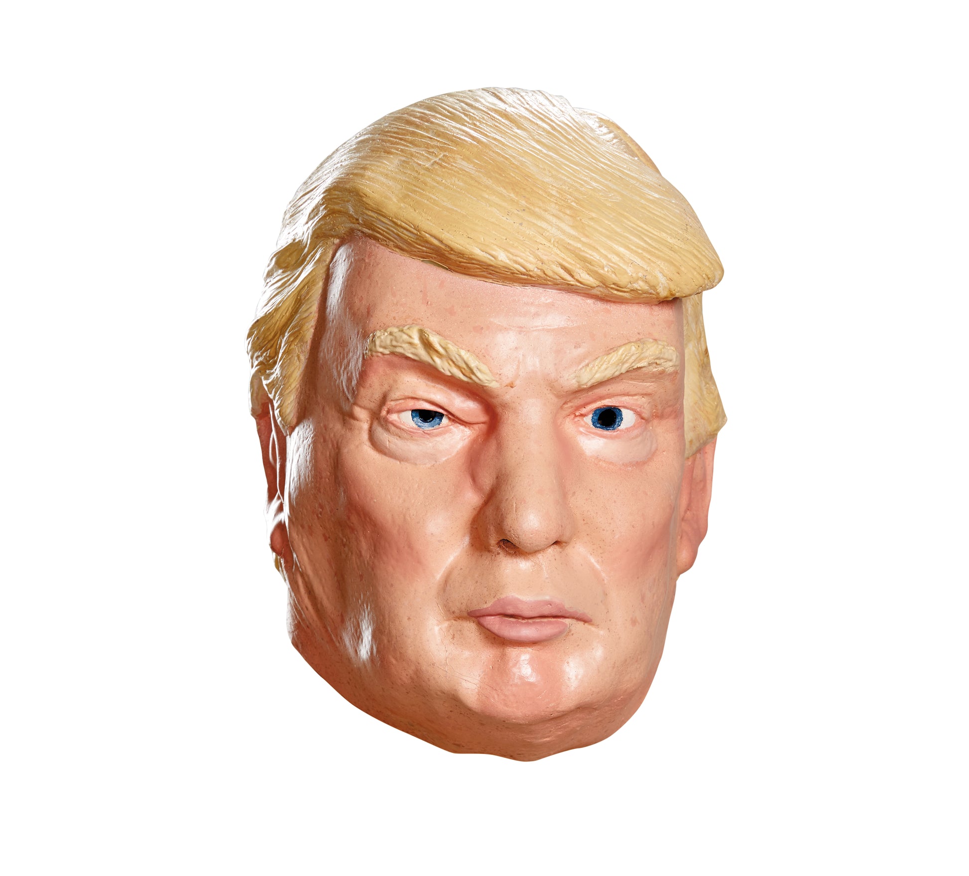 A stand alone view of the President Donald Trump Latex mask.