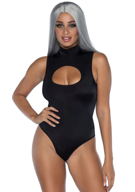 Black Spandex Keyhole Bodysuit