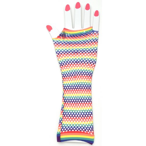 Fishnet Gloves (Long) - Rainbow