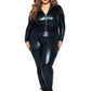 Black Lame Zipper Front Catsuit