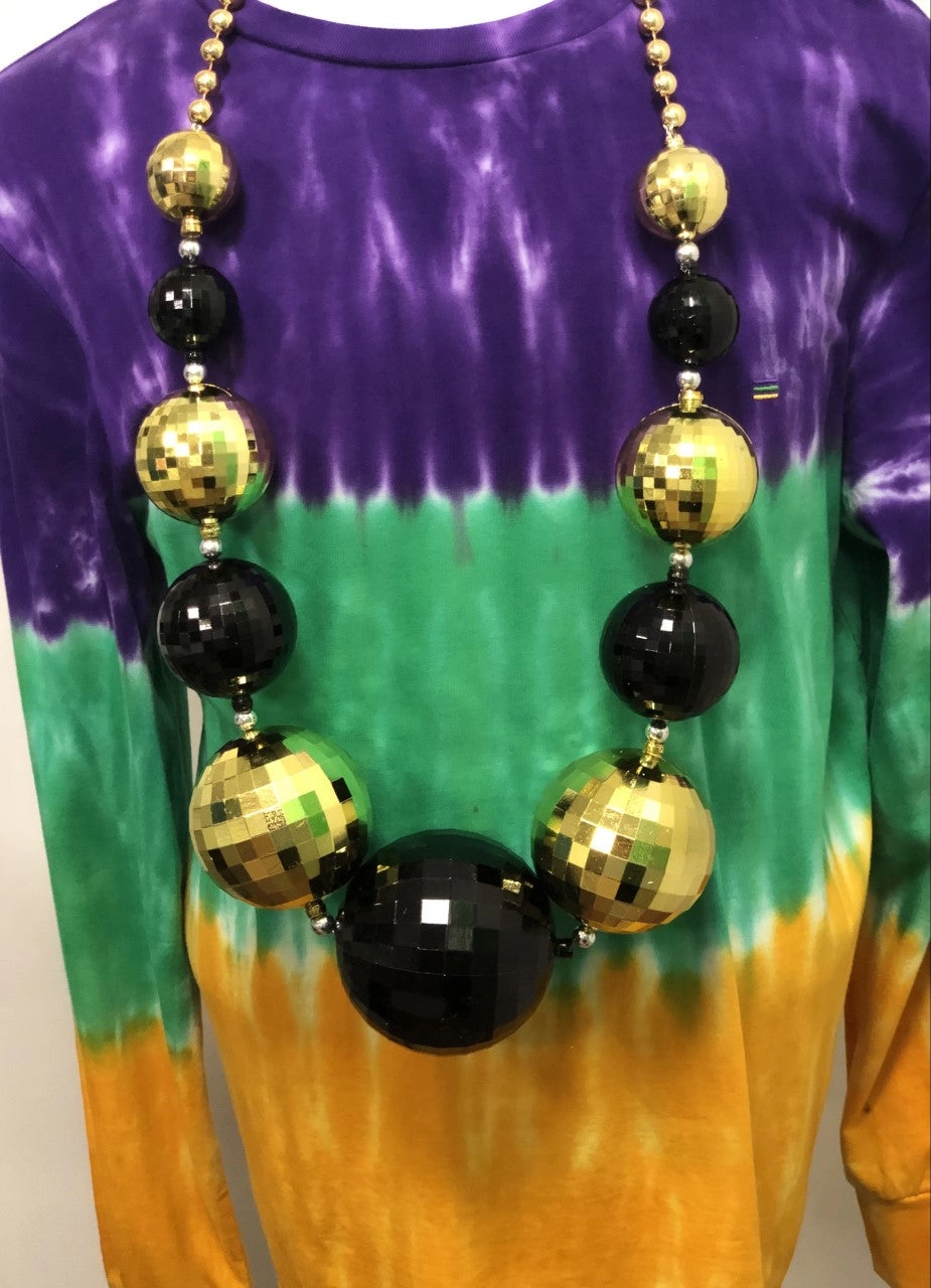 Specialty Beads. - Black & Gold Disco Big Ball Bead