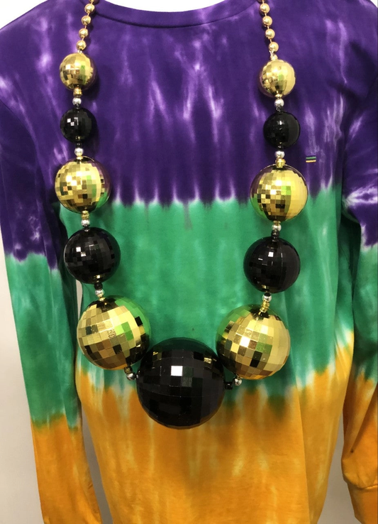 Specialty Beads. - Black & Gold Disco Big Ball Bead