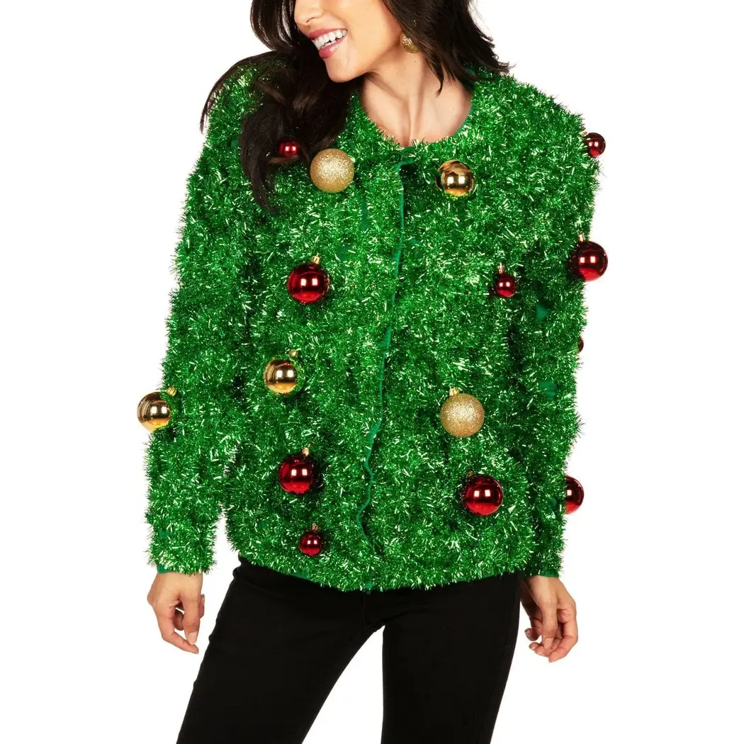 Bristle Babe Women's Ugly Christmas Tree Cardigan Sweater