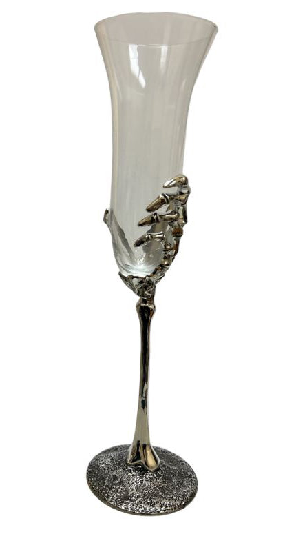 Skeleton Hand Stemmed Champagne Glass