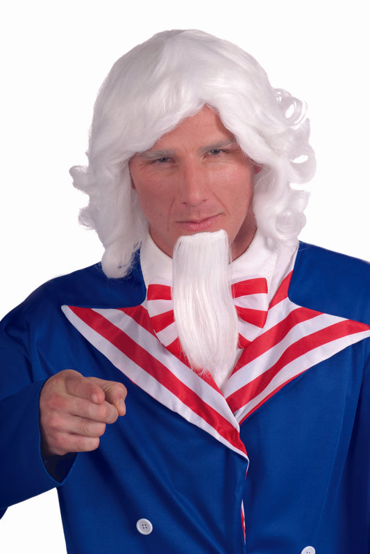 Uncle Sam Wig & Beard: White