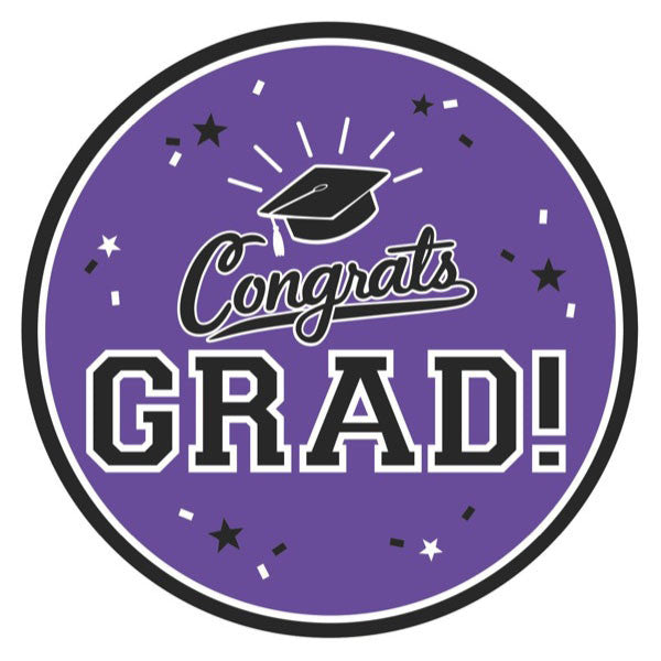 7” Round Graduation Plates: Purple (18ct.)