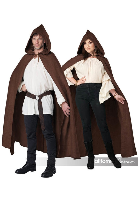 Adult Hooded Cloak: Brown - O/S