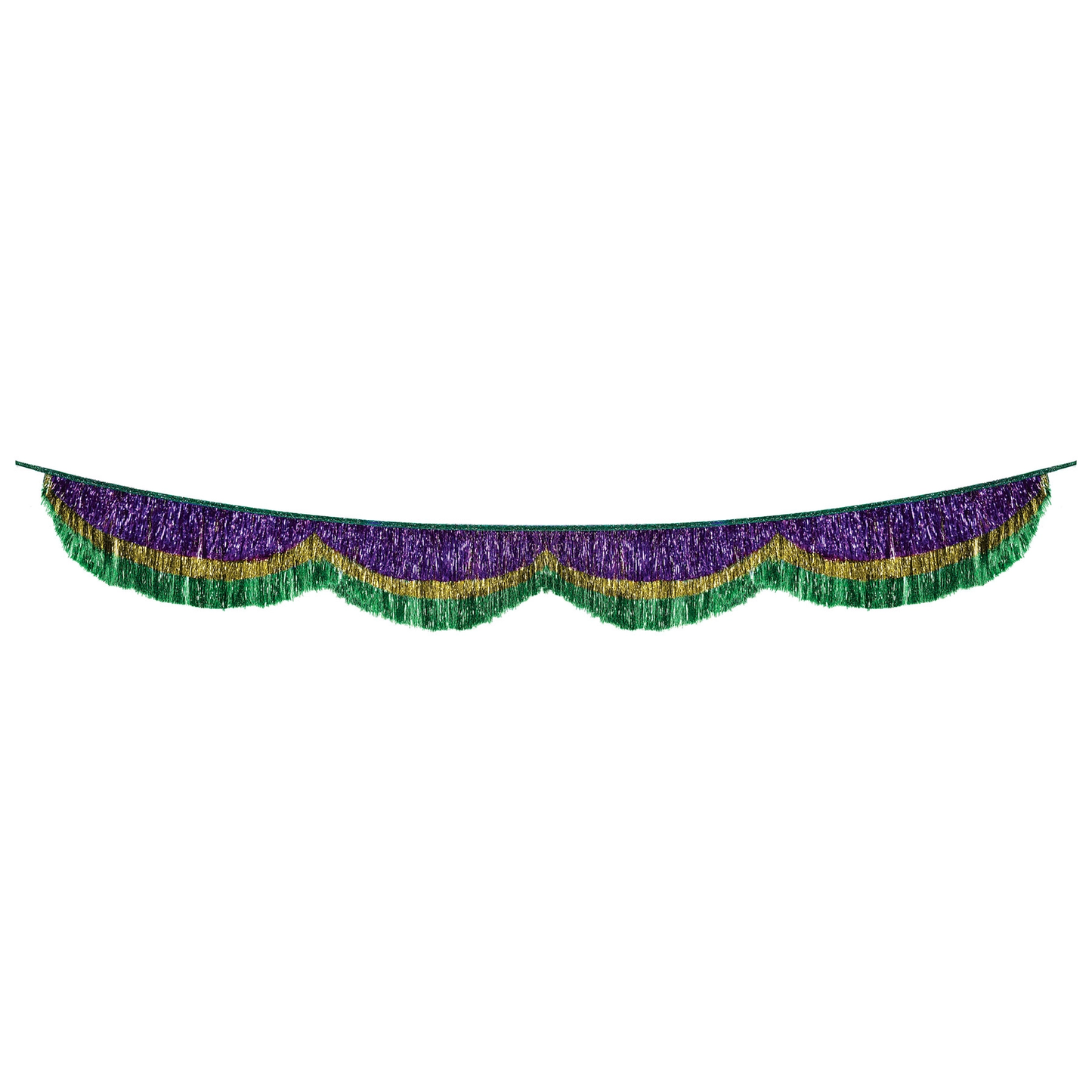 Mardi Gras Tinsel Fringe Metallic Bunting, 8" x 6'