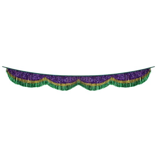 Mardi Gras Tinsel Fringe Metallic Bunting, 8" x 6'