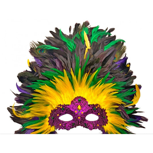 Masquerade Venetian Party Mask W/ Feather