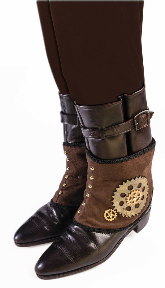 Steampunk Spats - Brown w/ Gears