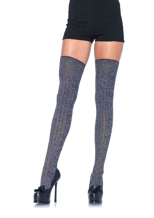 Rib Knit Thigh Highs - Grey