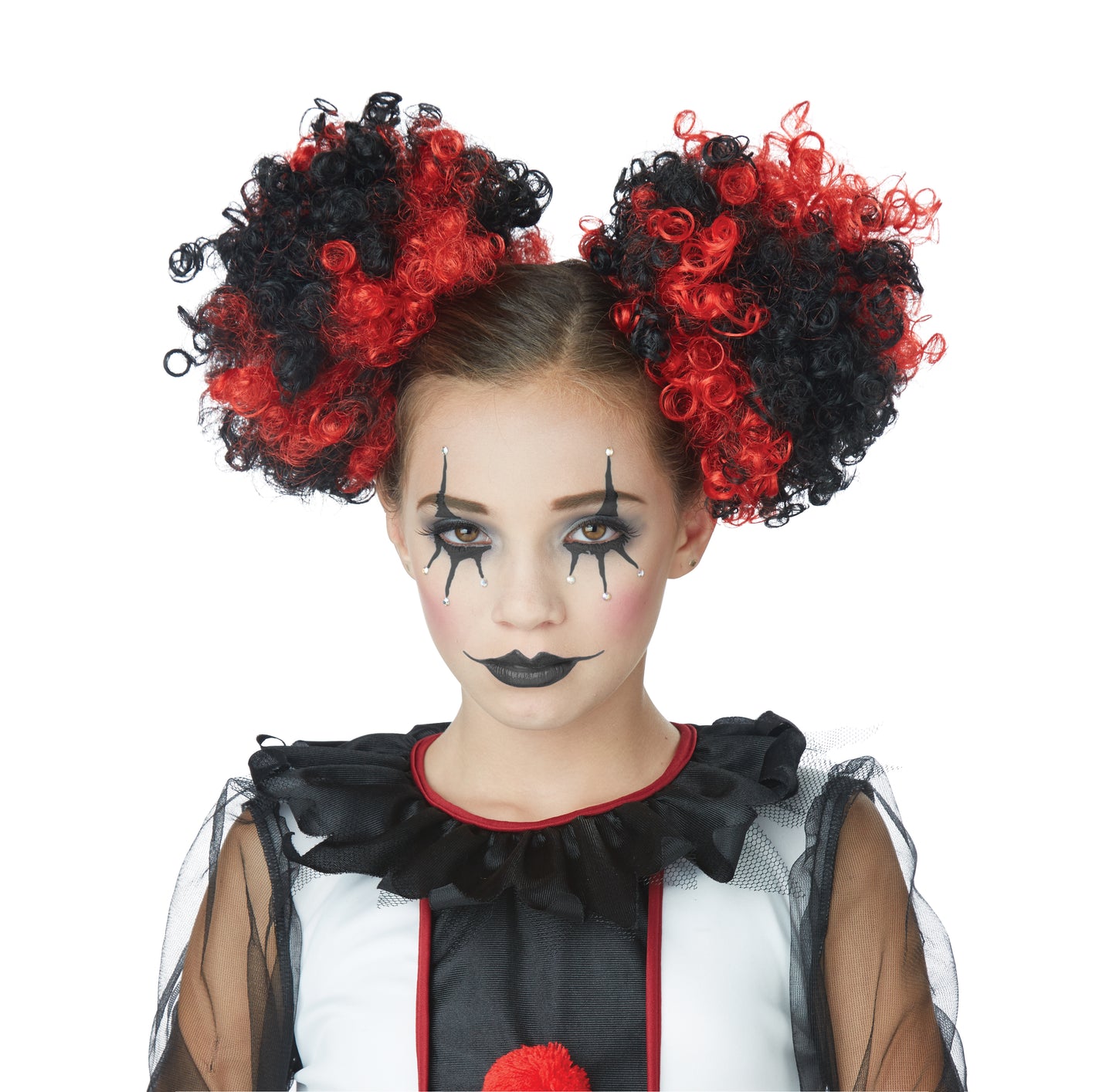 Clown Puffs Wig: Red/Black