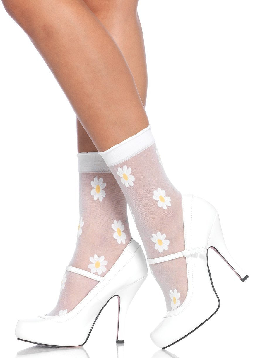 Sheer Daisy Anklets - White/Yellow