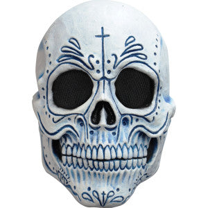 Mexican Catrina Mask: White w/ Blue