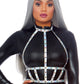 Iridescent Studded Vinyl Body Harness: Silver- O/S