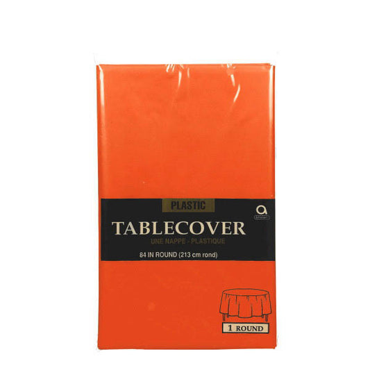 Plastic Table Cover: Round - Orange