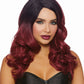 Long Wavy Ombré Wig: Black/Burgundy