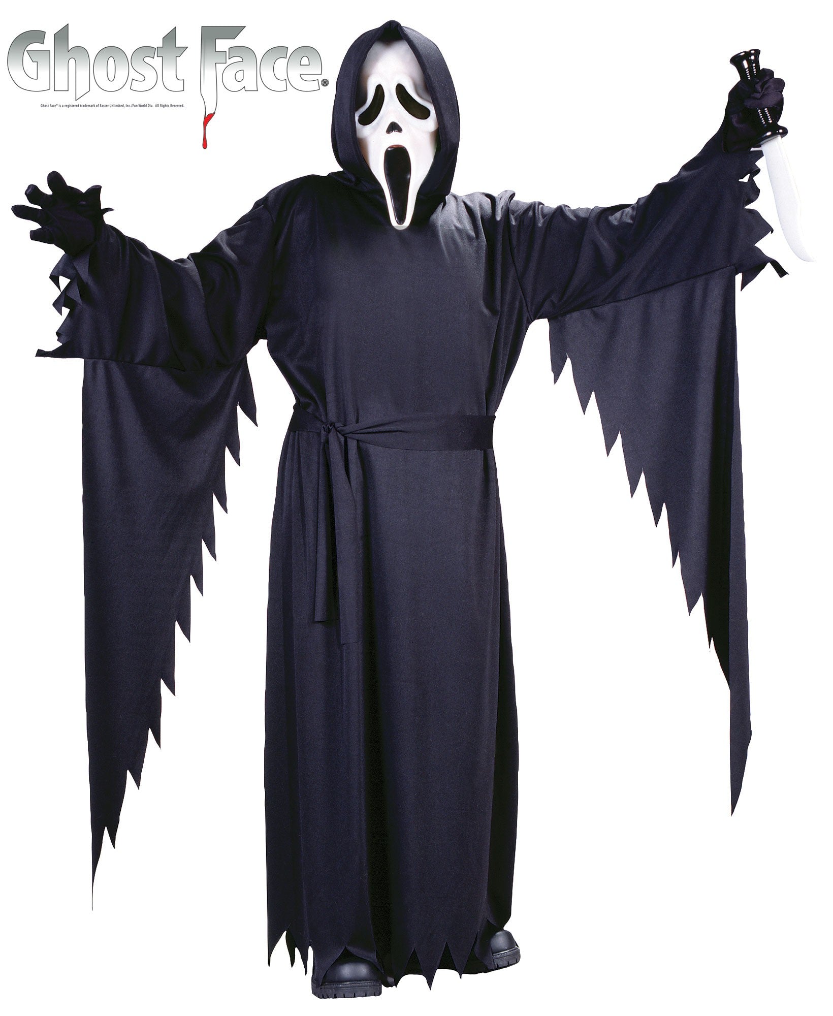 A full Ghost Face Costume for teenagers from the movie Scream. 