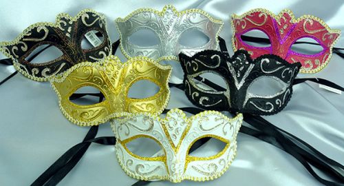 Two-Tone Glitter Mask w/ Trim - ASST