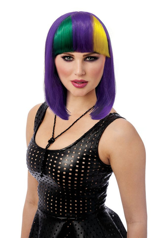 Women's Multi Colored Mardi Gras Bob Wig