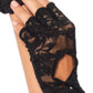 Lace Keyhole Fingerless Gloves - Black