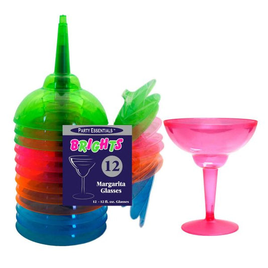 12oz. Margarita Glasses: Neon Assorted (12ct.)